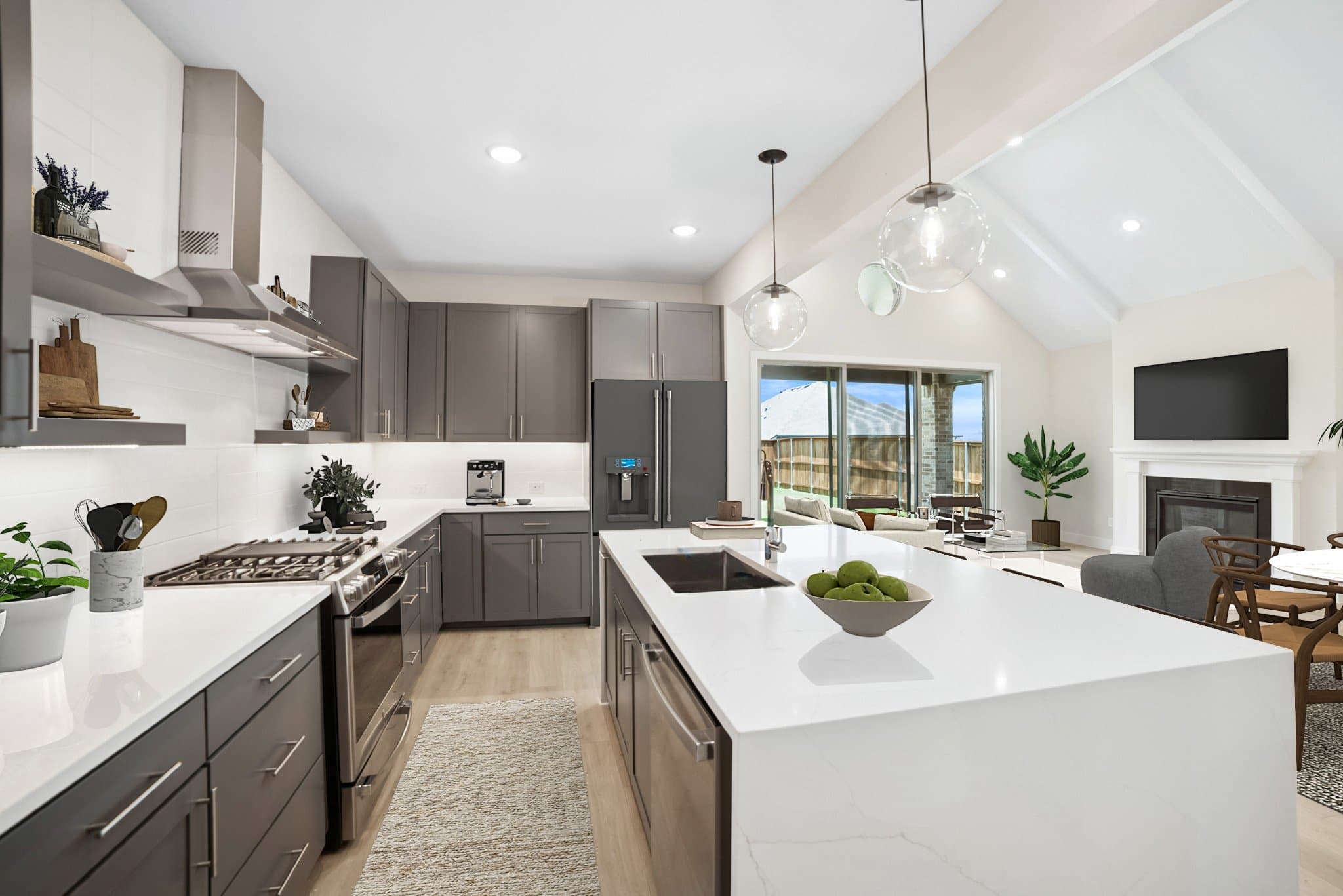 Kitchen with waterfall-edge island