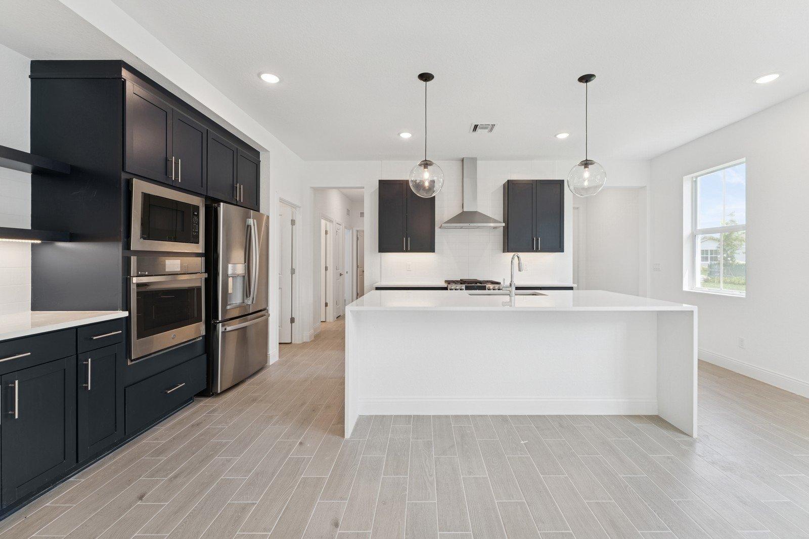 Kitchen with pendant lighting