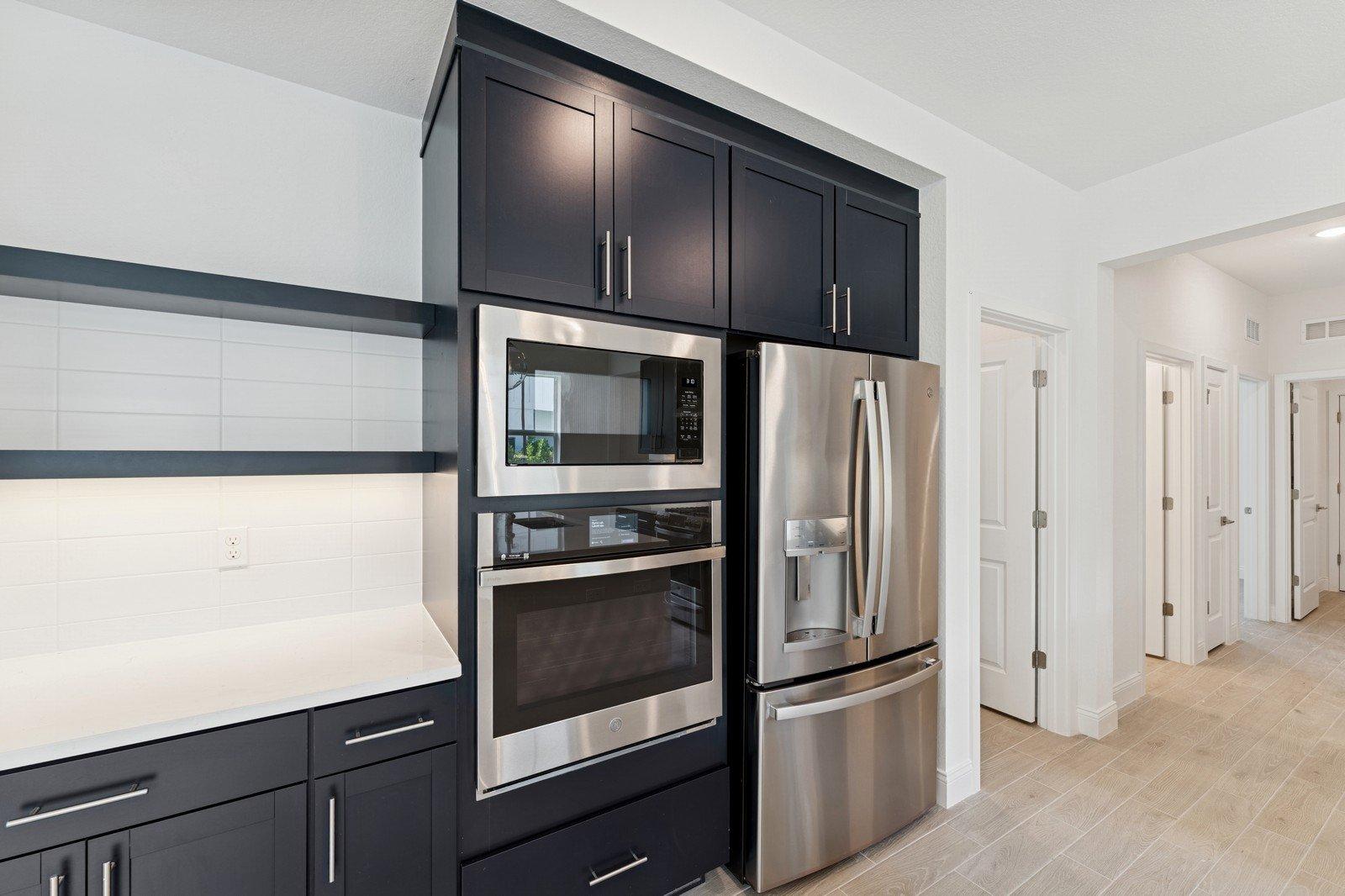 Kitchen with stylish floating shelves