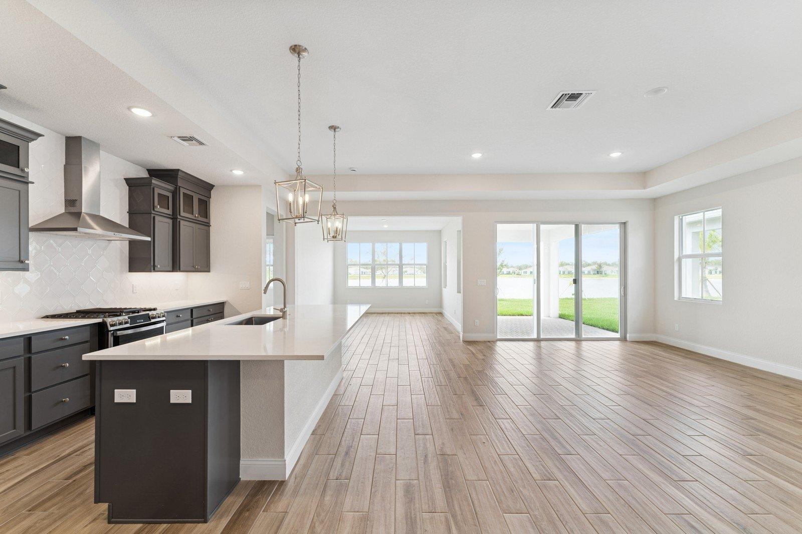 Kitchen with elegant ceiling treatment