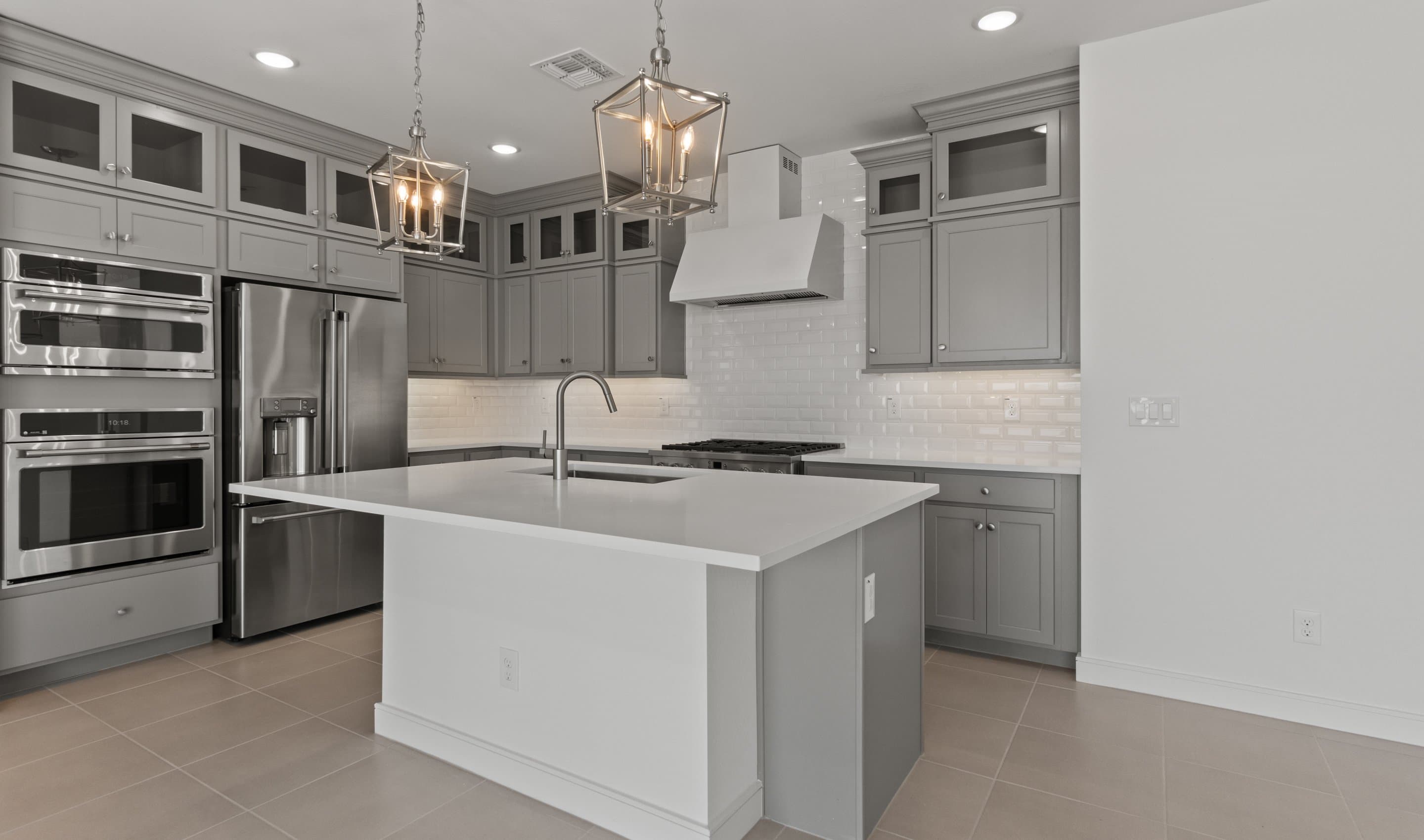 Kitchen with pendant lighting