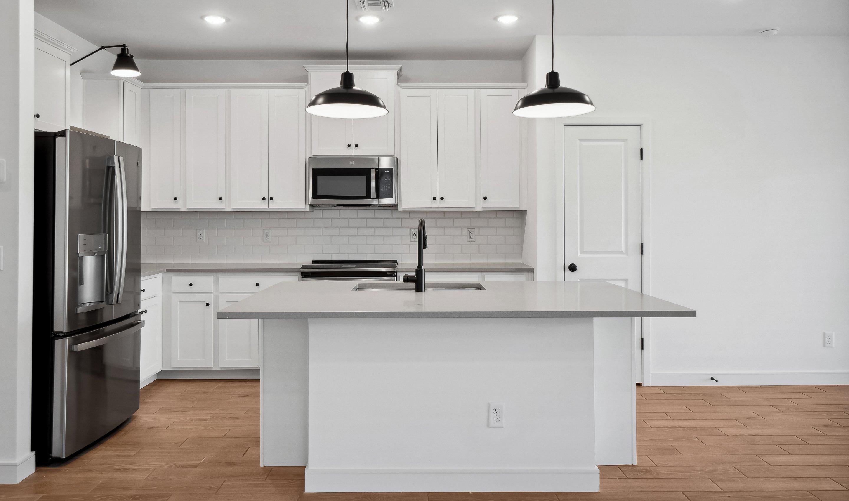 Kitchen with pendant lights