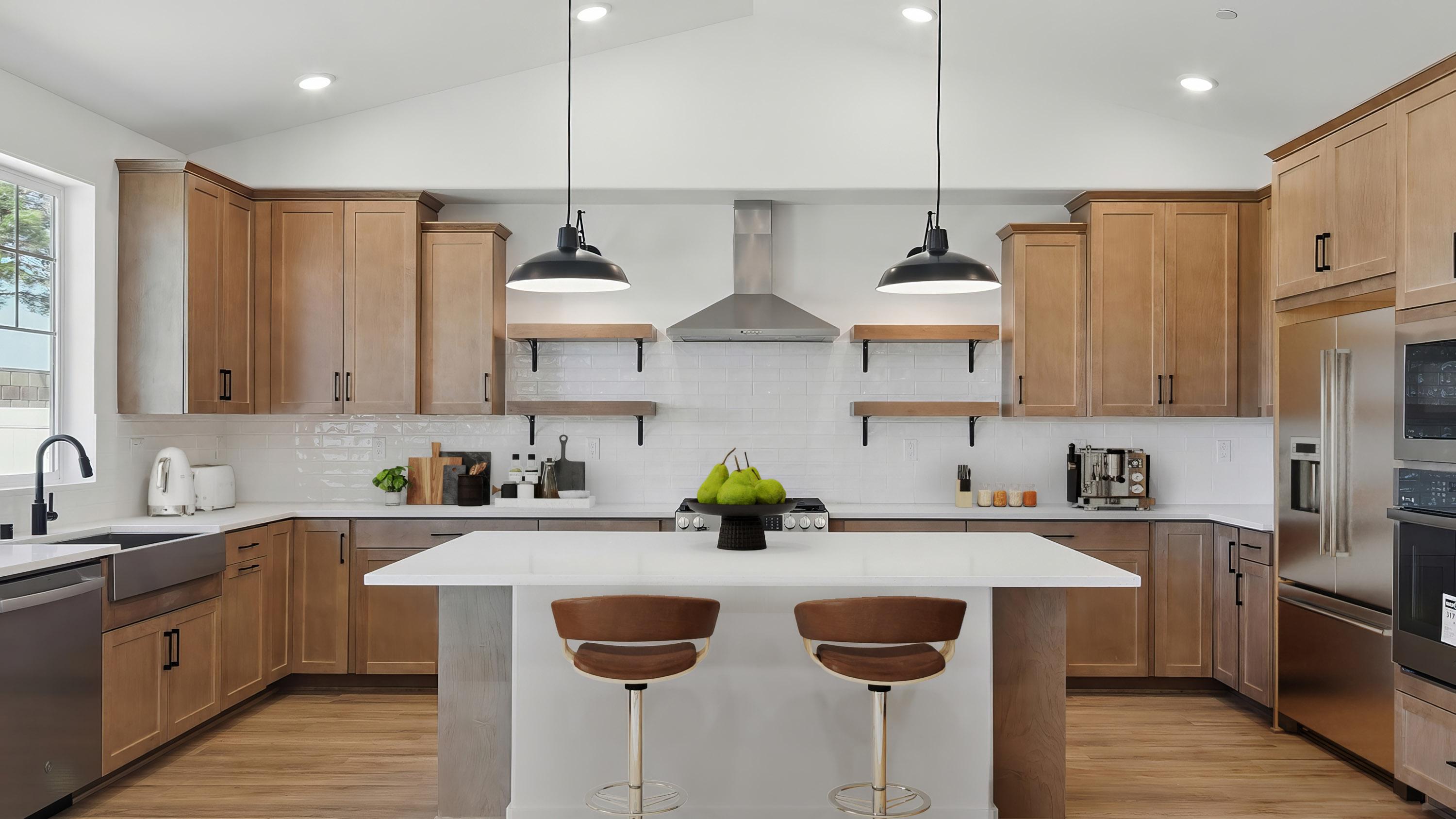 Kitchen with pendant lighting