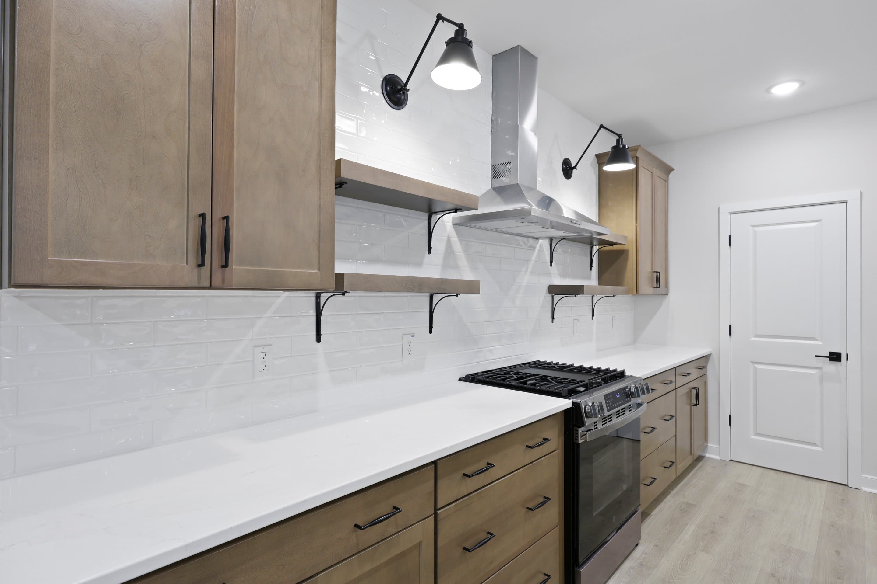 Kitchen with floating shelves