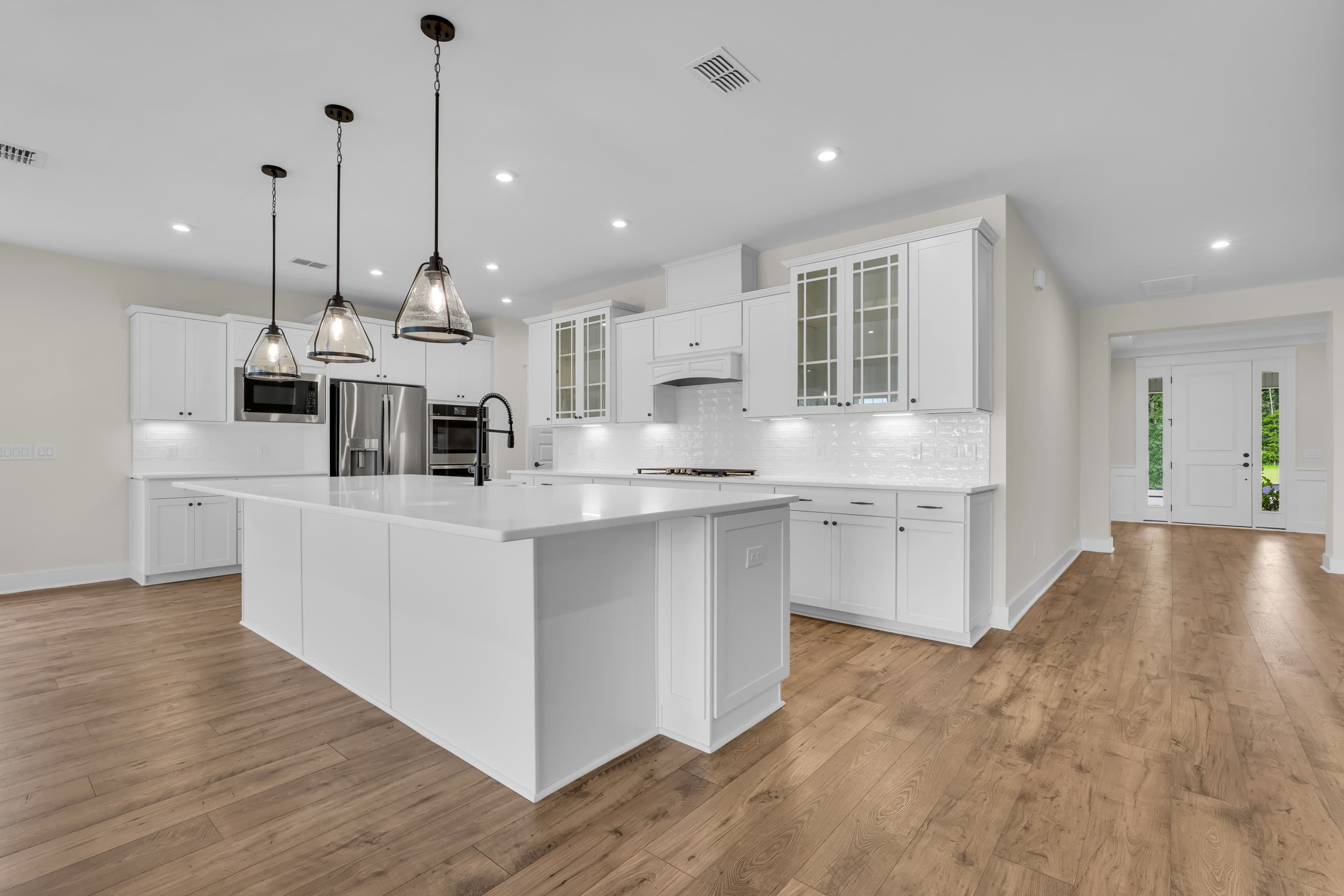 Kitchen with pendant lighting
