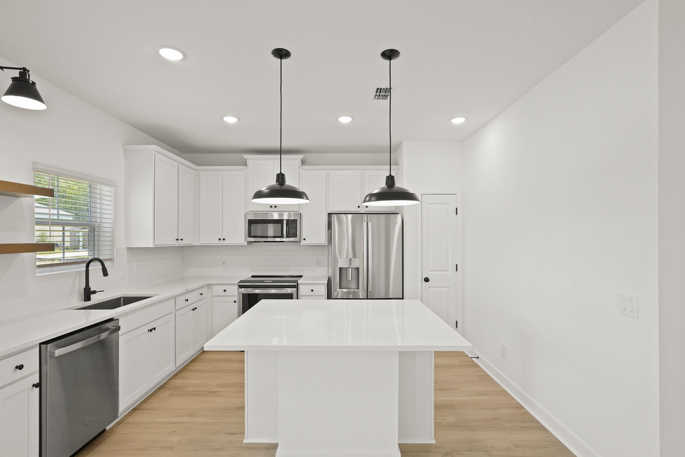 Kitchen with pendant lighting