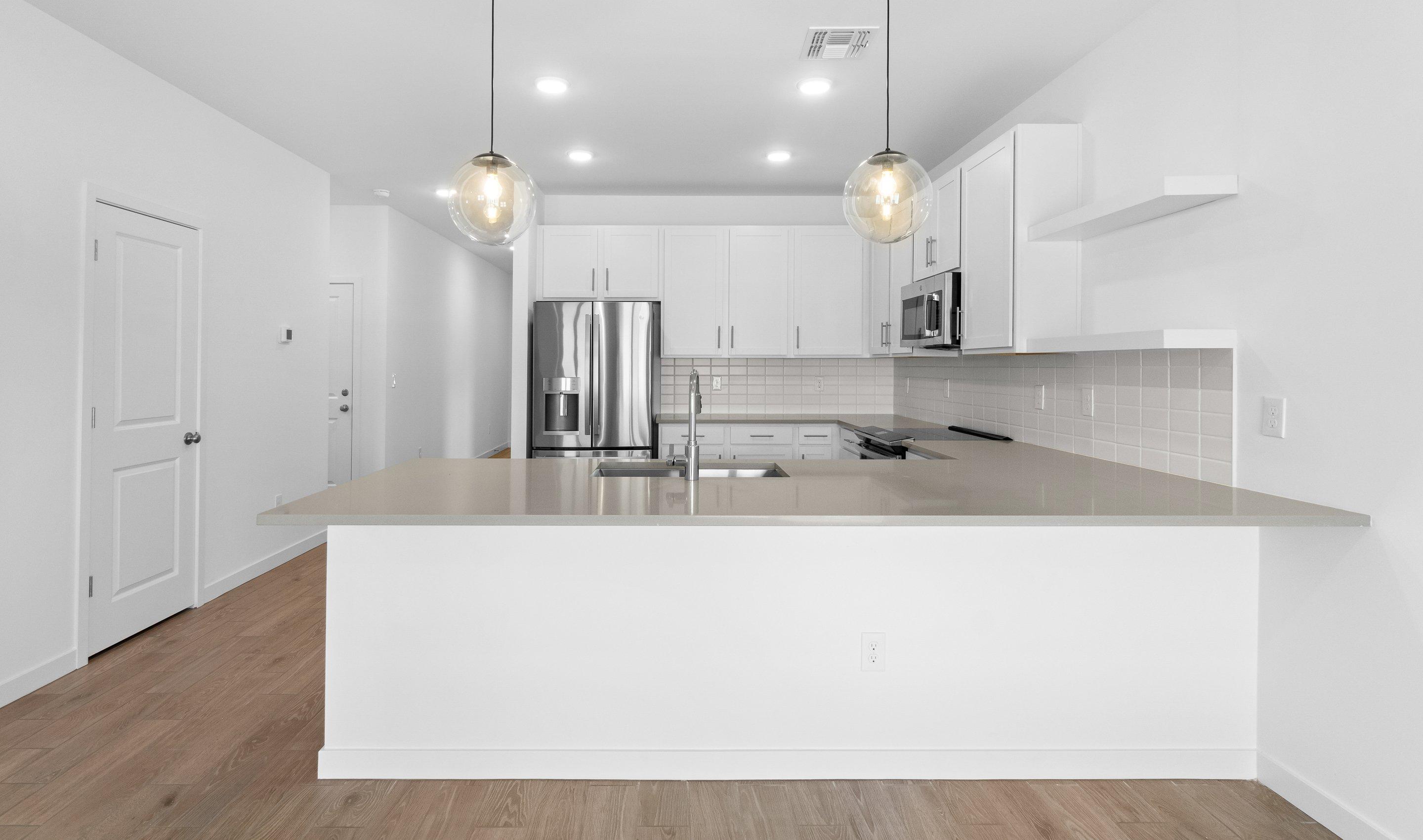 Kitchen with floating shelves