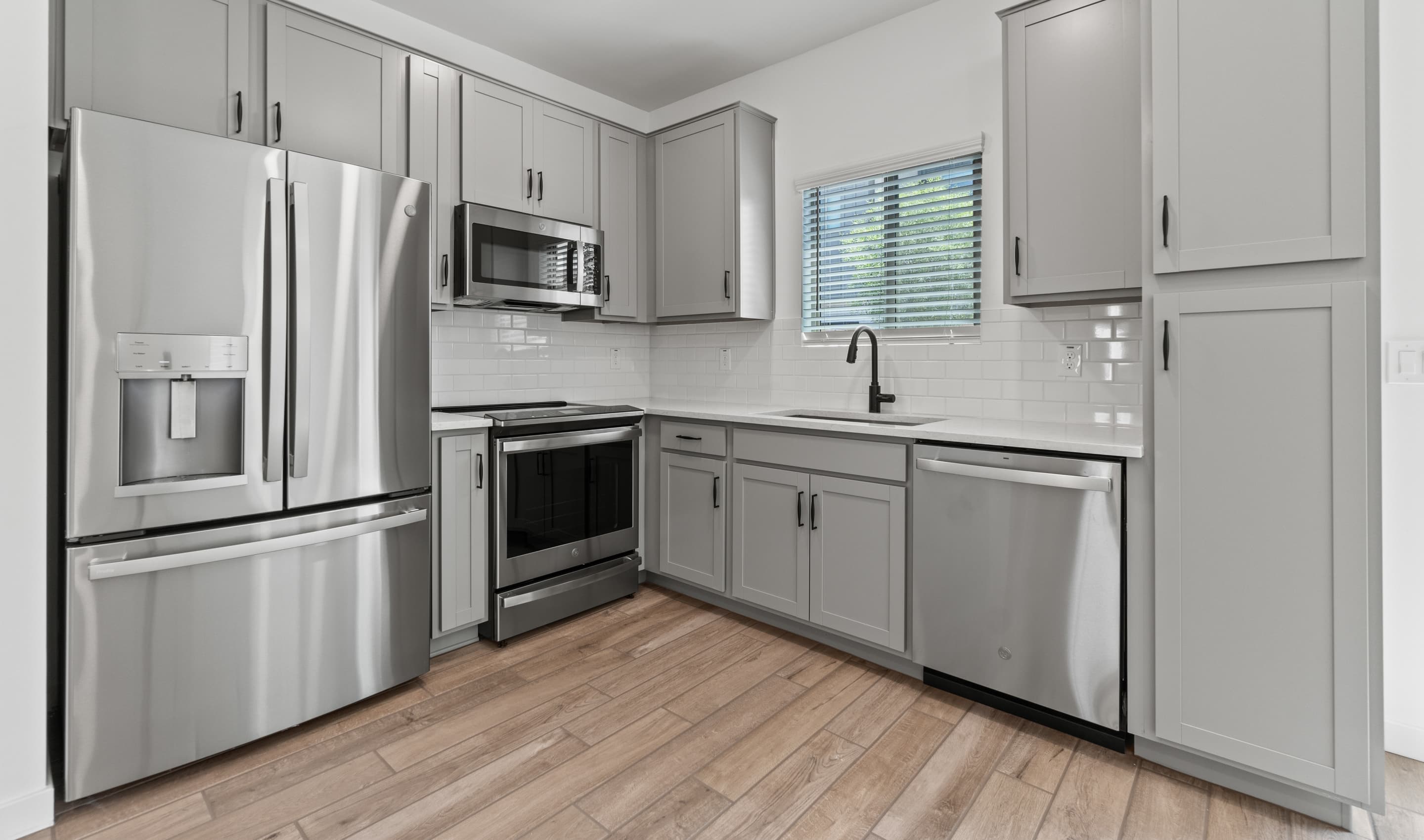 Kitchen with stainless steel appliances