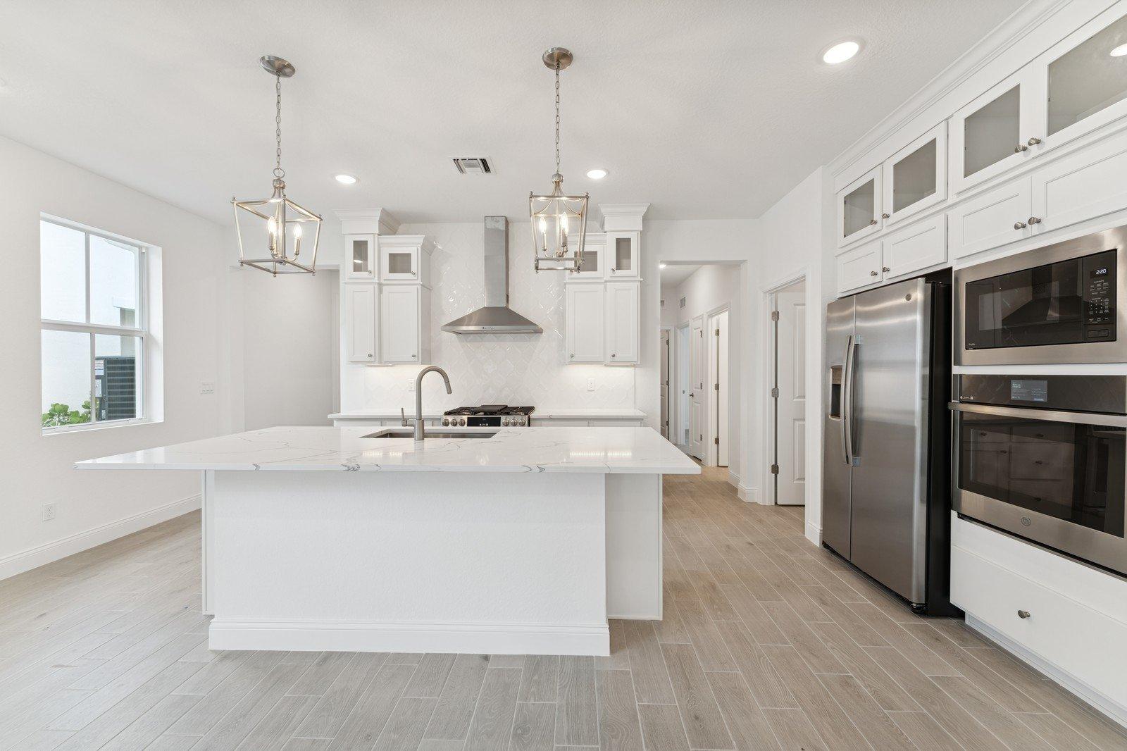 Kitchen with pendant lighting