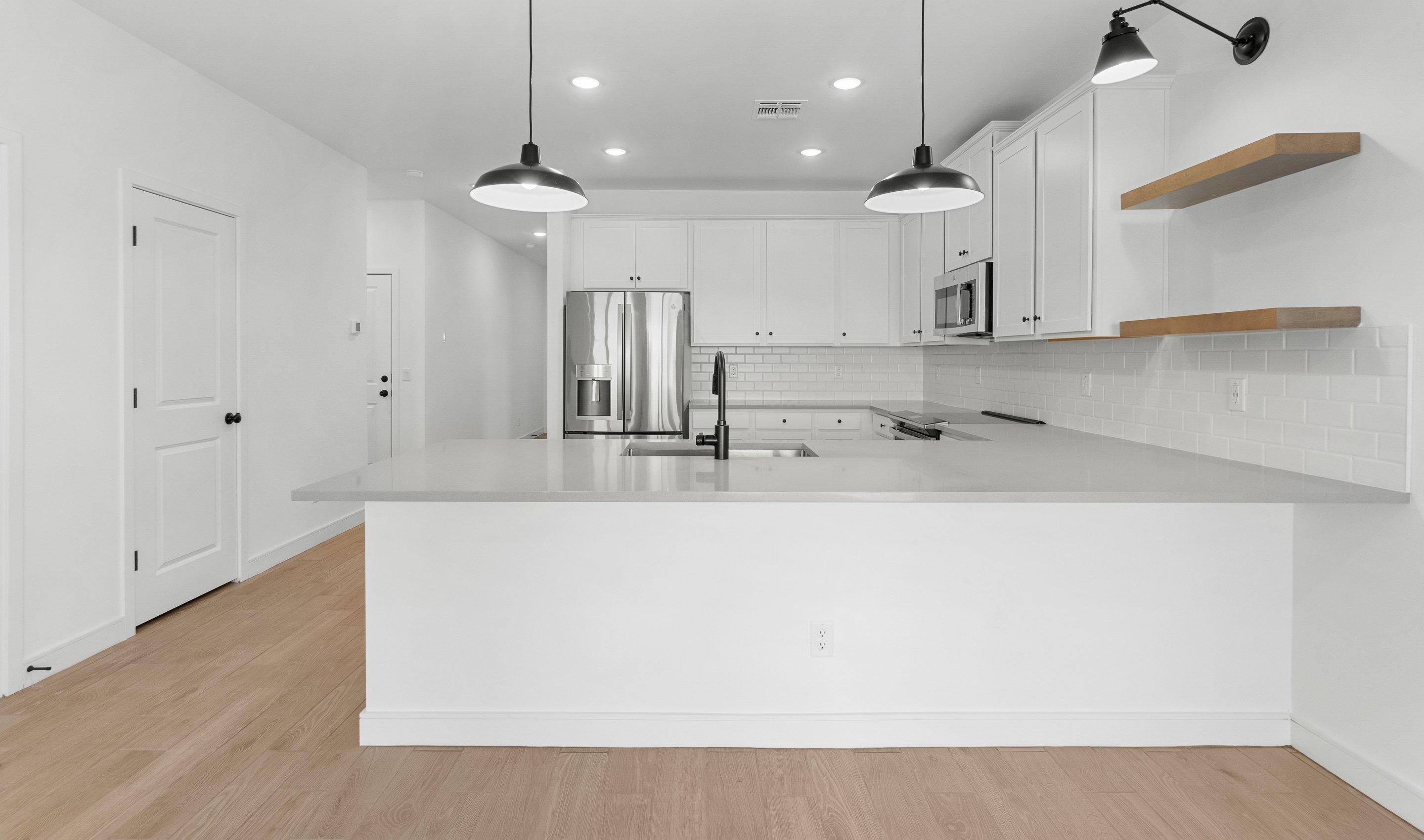 Kitchen with floating shelves