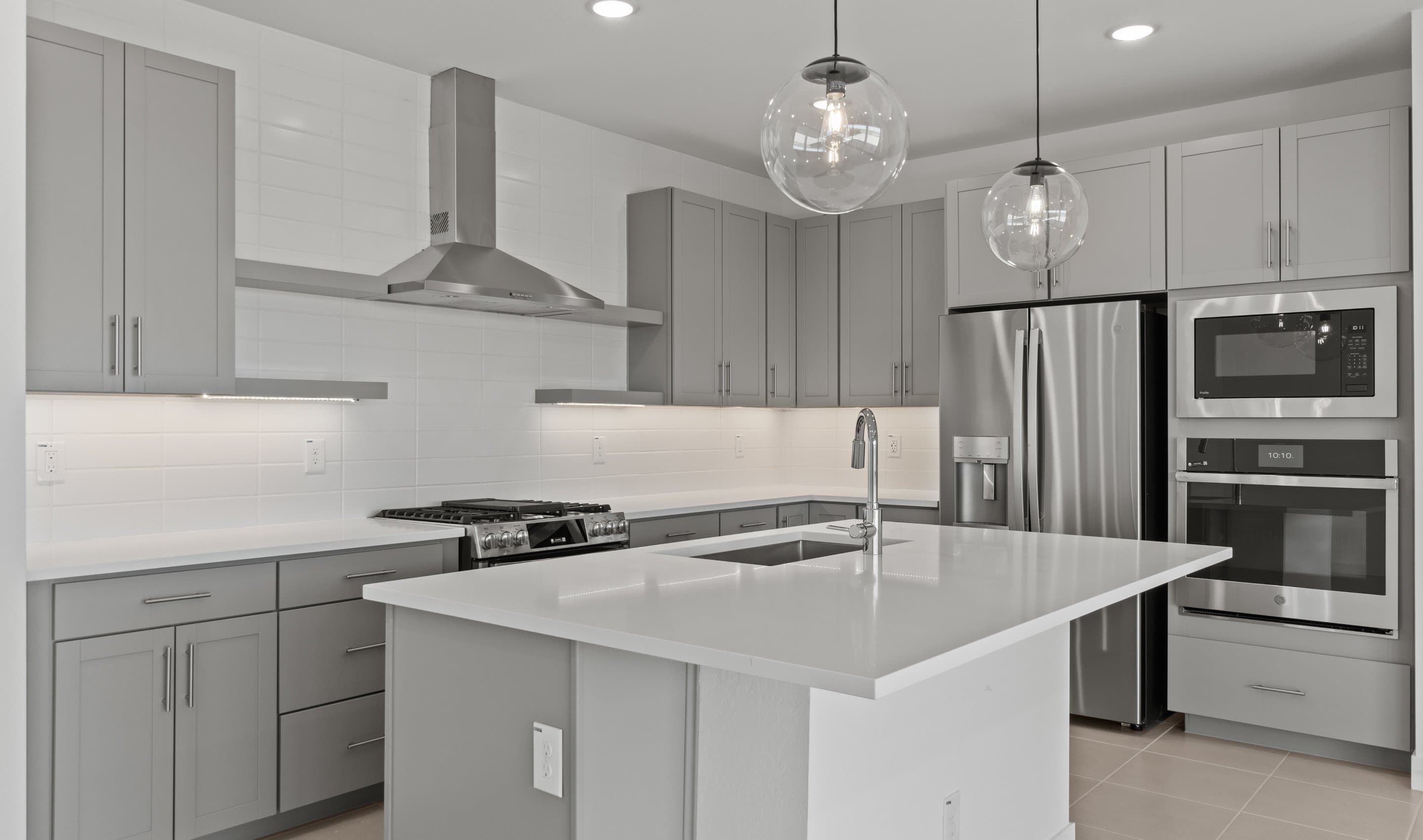 Kitchen with floating shelves