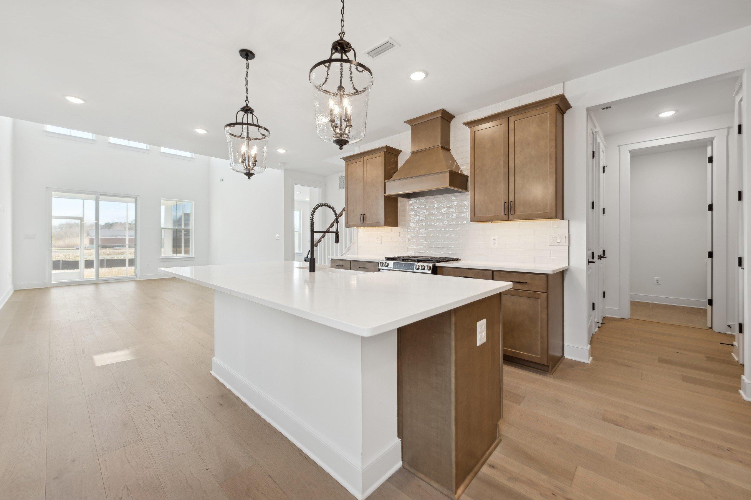Kitchen with pendant lights