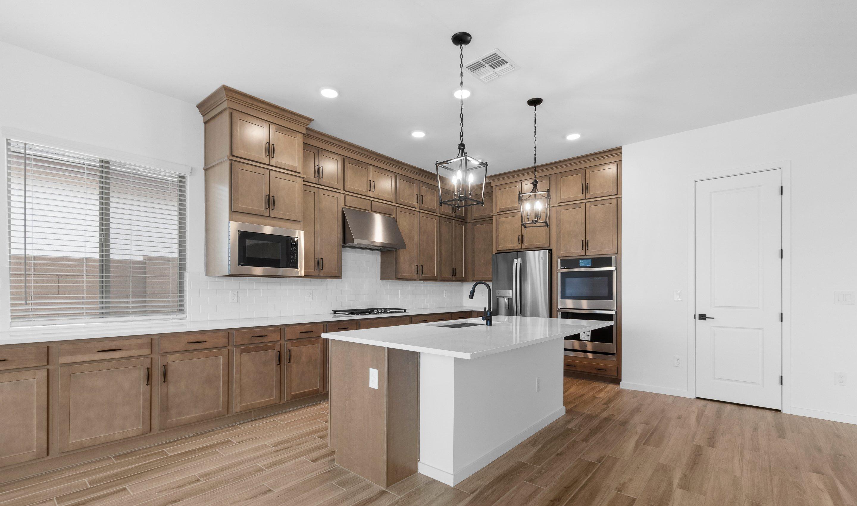 Kitchen with pendant lights