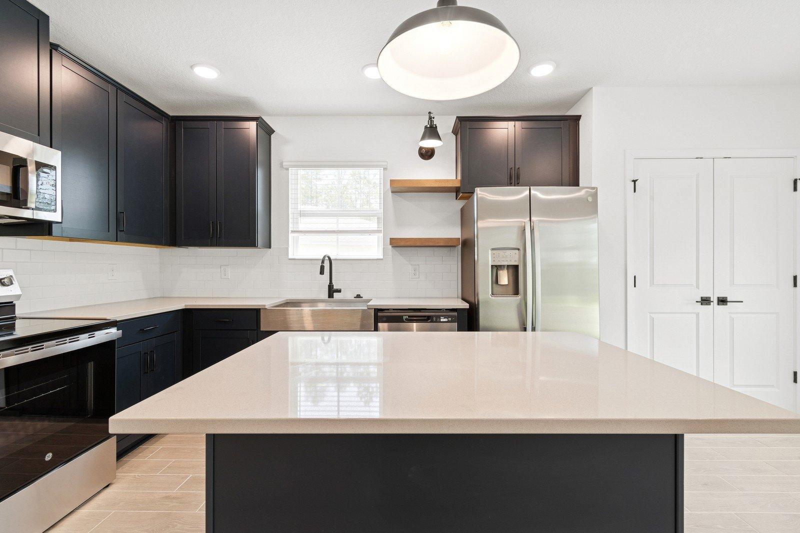 Kitchen with floating shelves