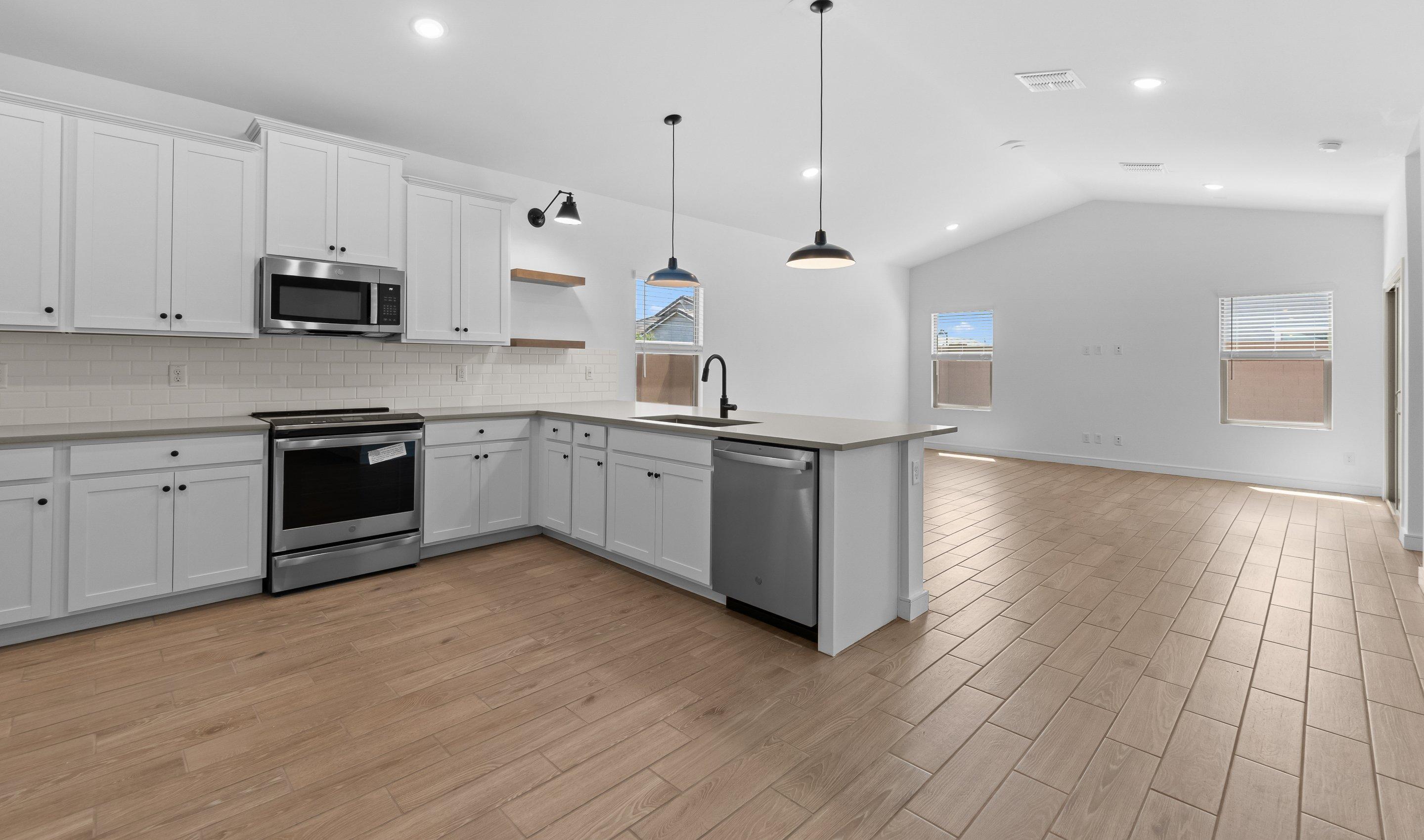 Kitchen with vaulted ceiling