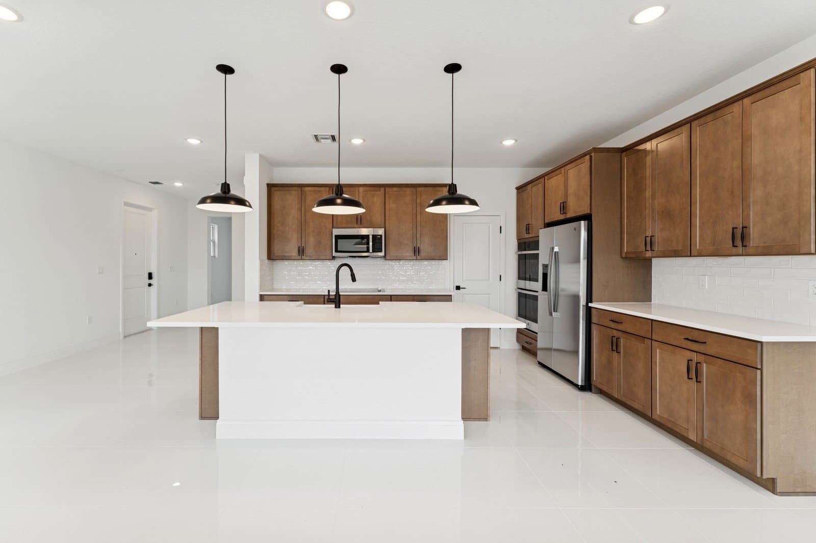 Kitchen with pendant lighting