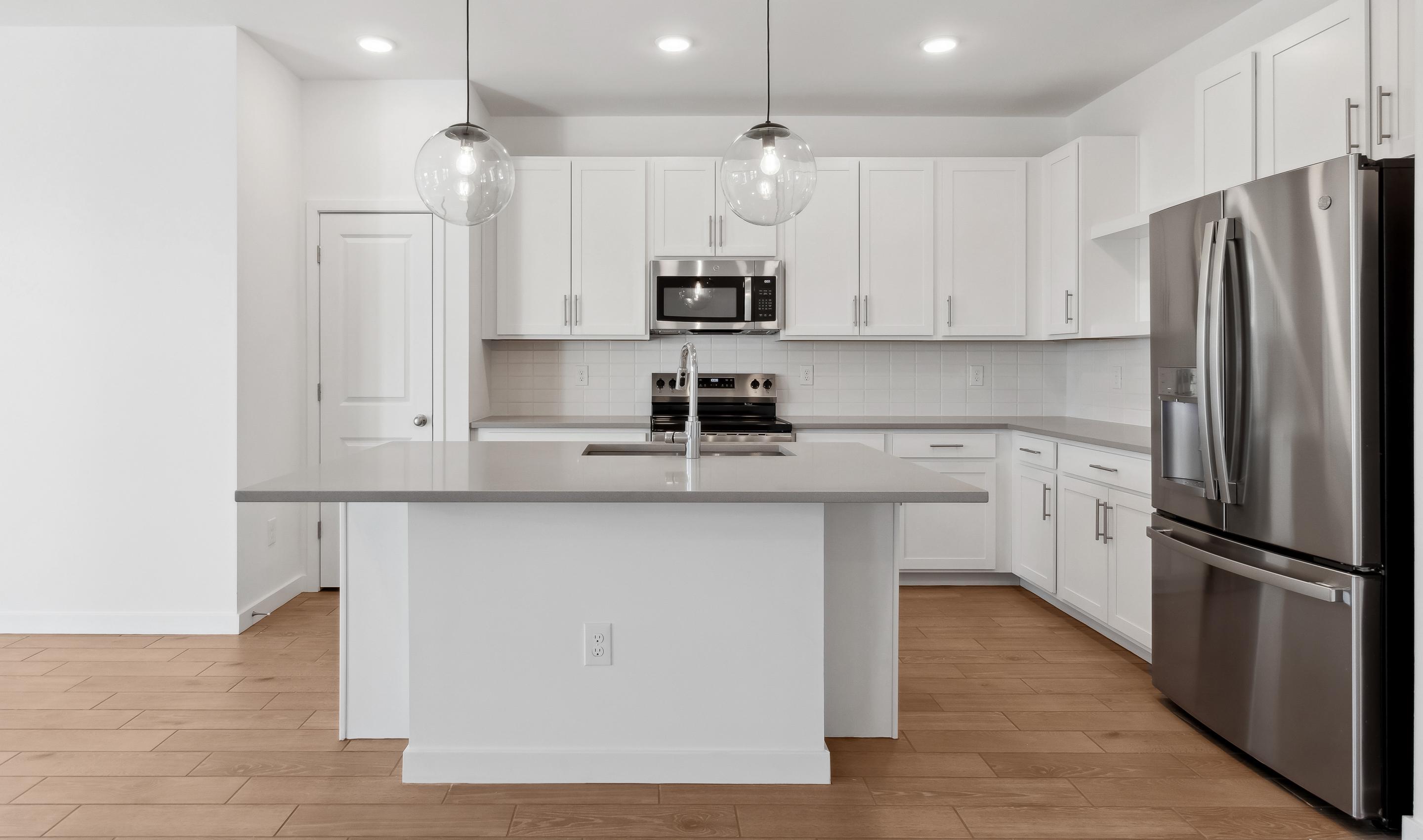 Kitchen with pendant lighting