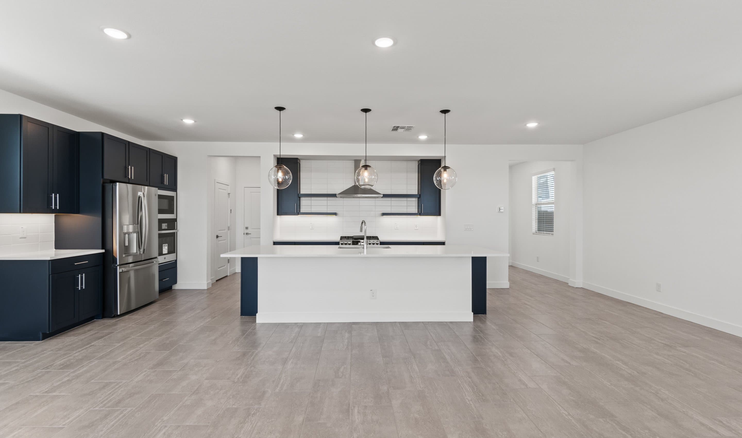 Kitchen with pendant lights