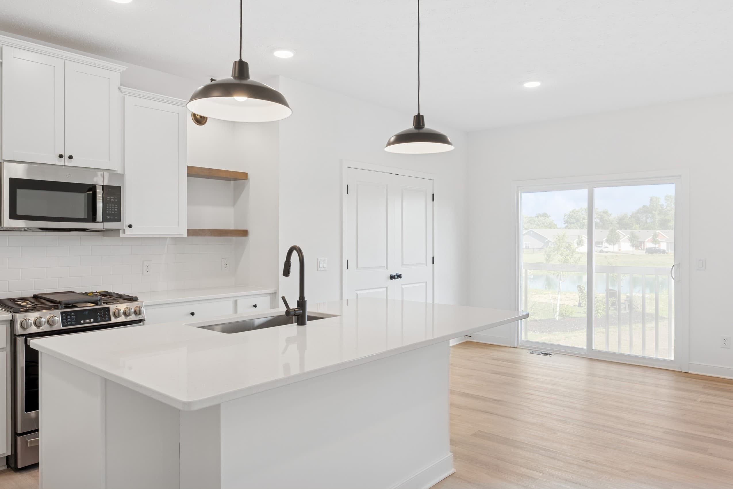 Kitchen with floating shelves