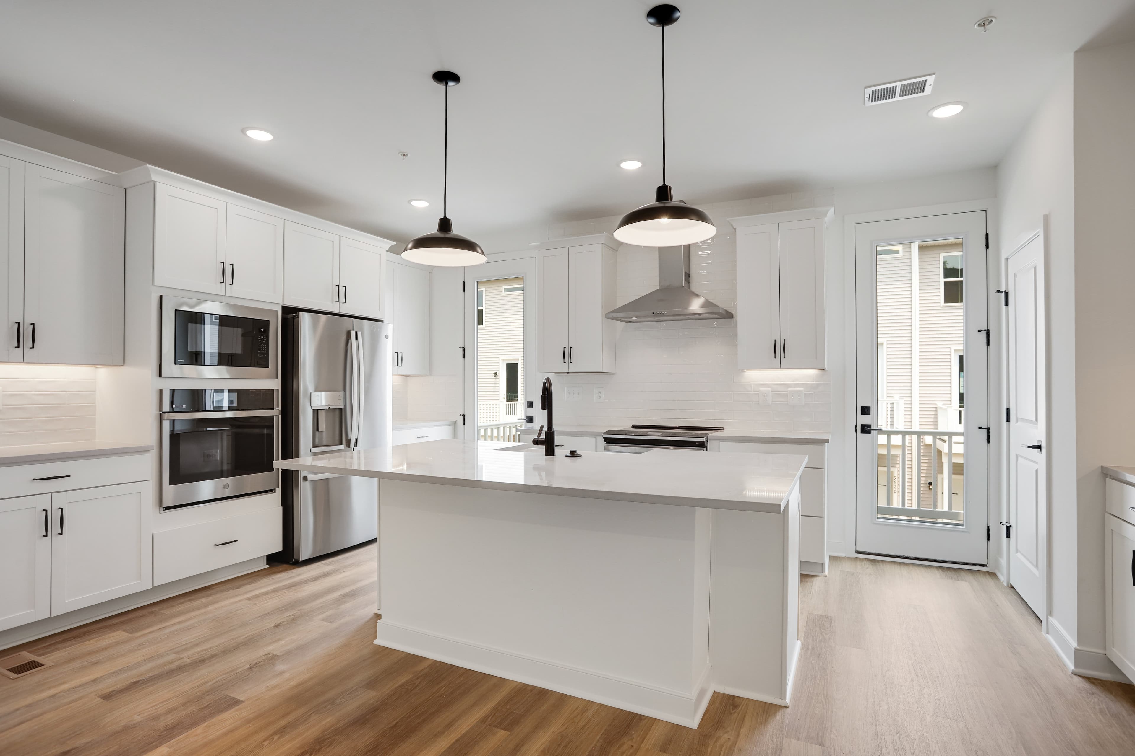 Kitchen with pendant lighting