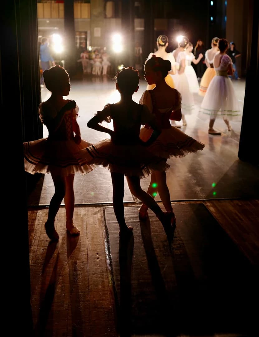 Little Girls Backstage During a Ballet Recital