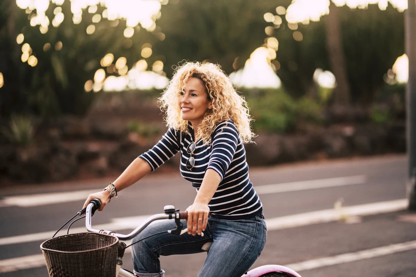 Woman on Bike in Park