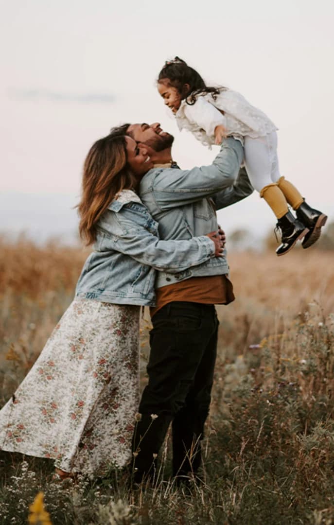 Family in a field country