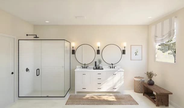 Barcelona Owners Bath Farmhouse Palette 1 Level 1 European Farmhouse