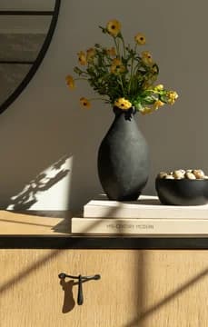 lowers and Books on Bedroom Dresser USP Crop