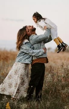Family in a field country