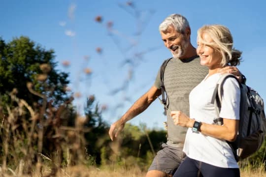 55 plus couple hiking
