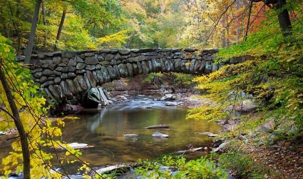 Old Stone Bridge Over Stream