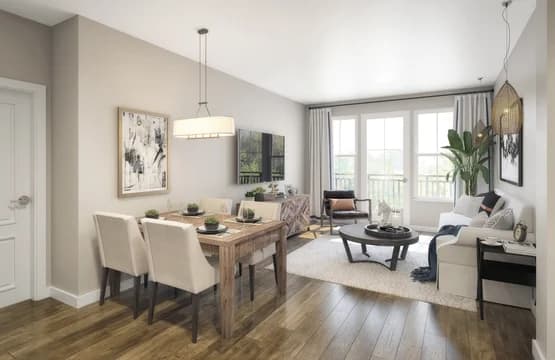 The Flats at Pender Oaks Bellister Dining and Living Room