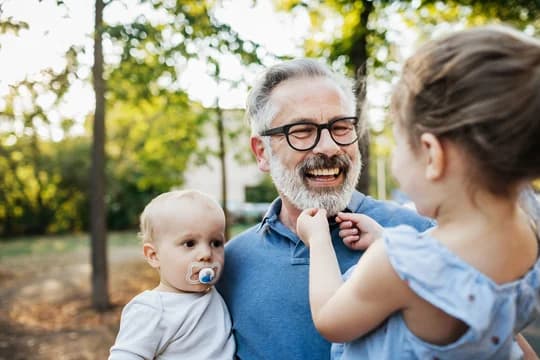 Grandpa with Grandkids Outside