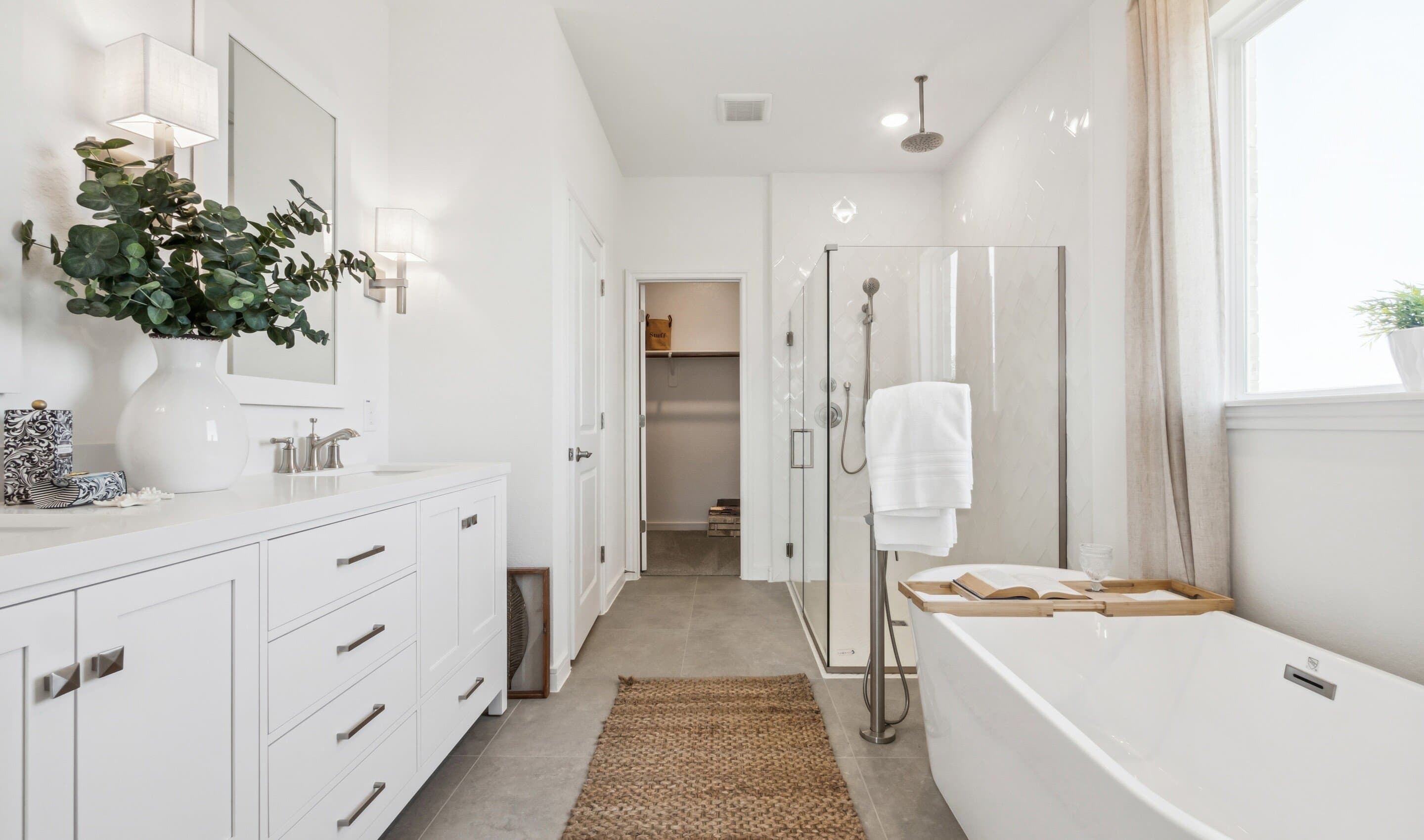 Primary bath with glass shower enclosure