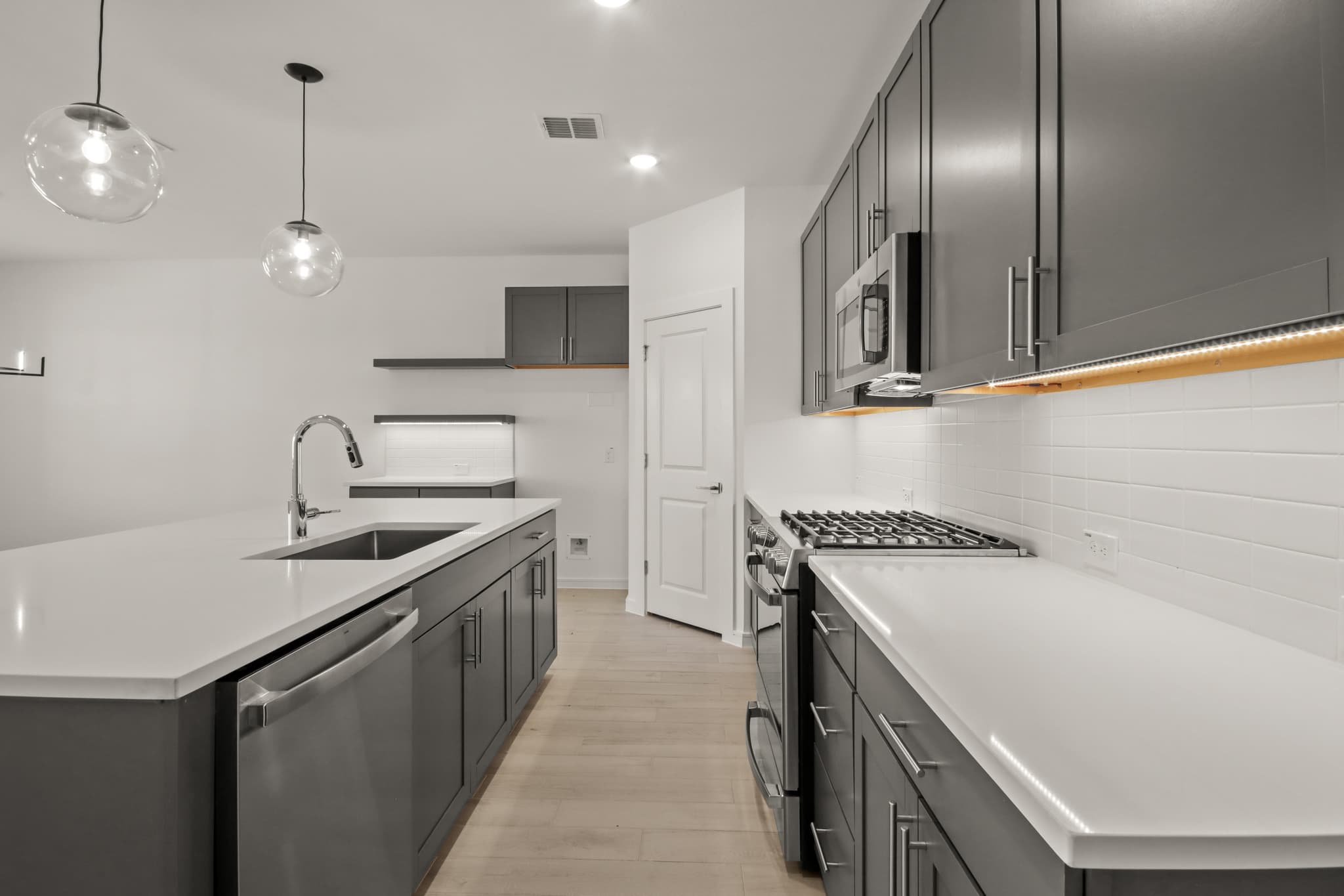 Kitchen with floating shelves