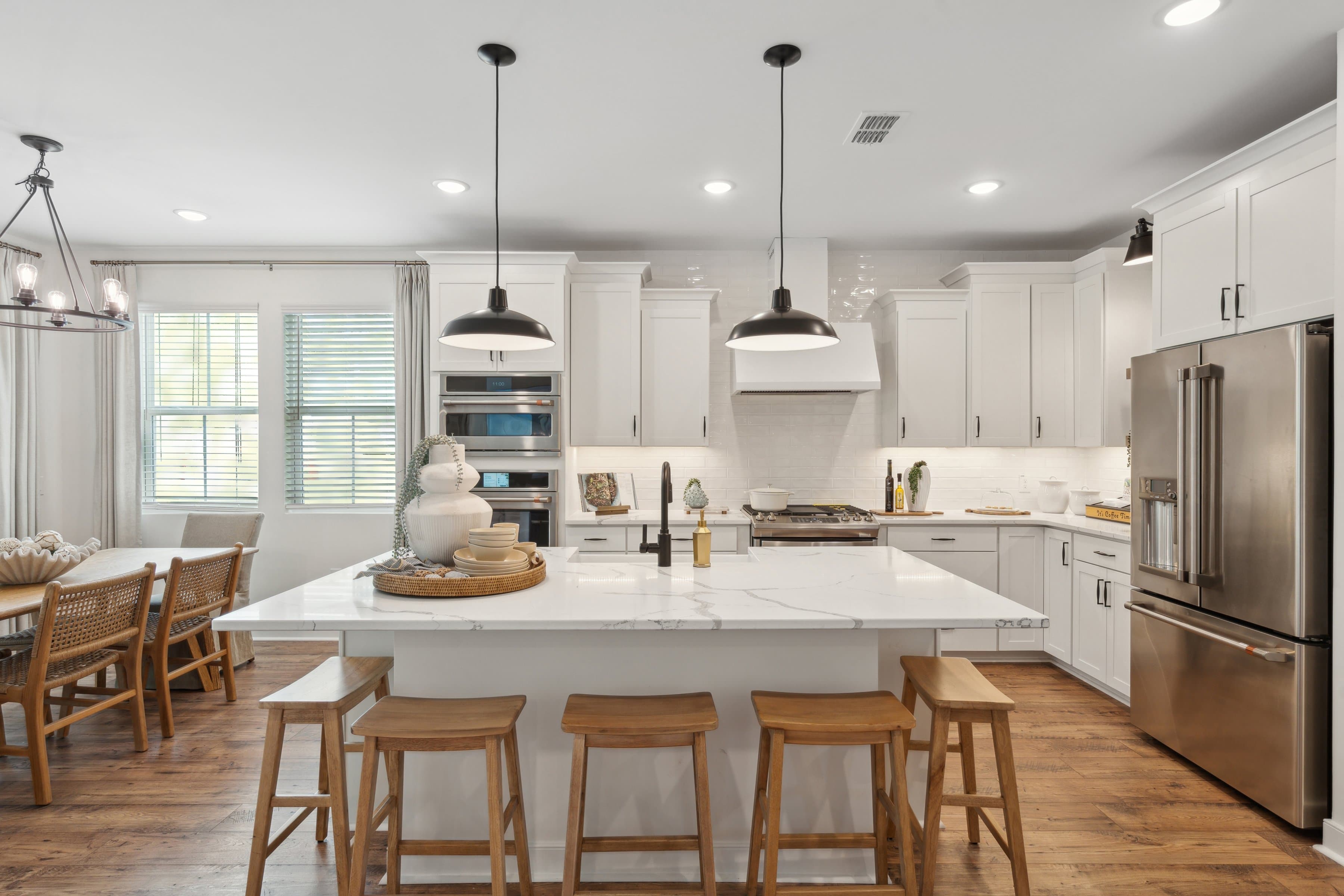 Kitchen with pendant lights