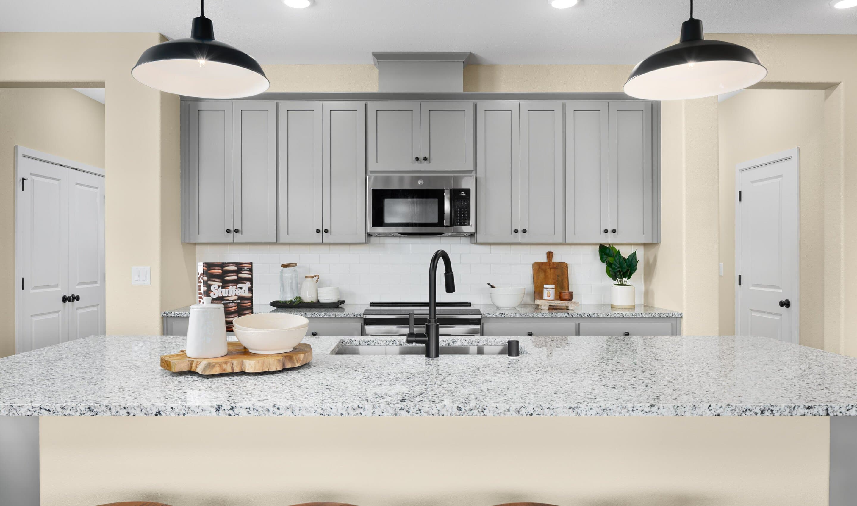 Kitchen with subway tile backsplash