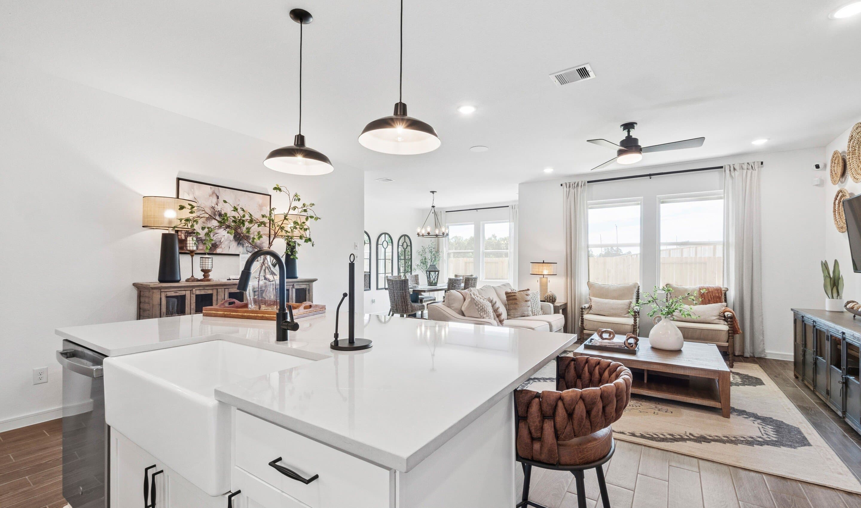 Kitchen with white apron-front sink