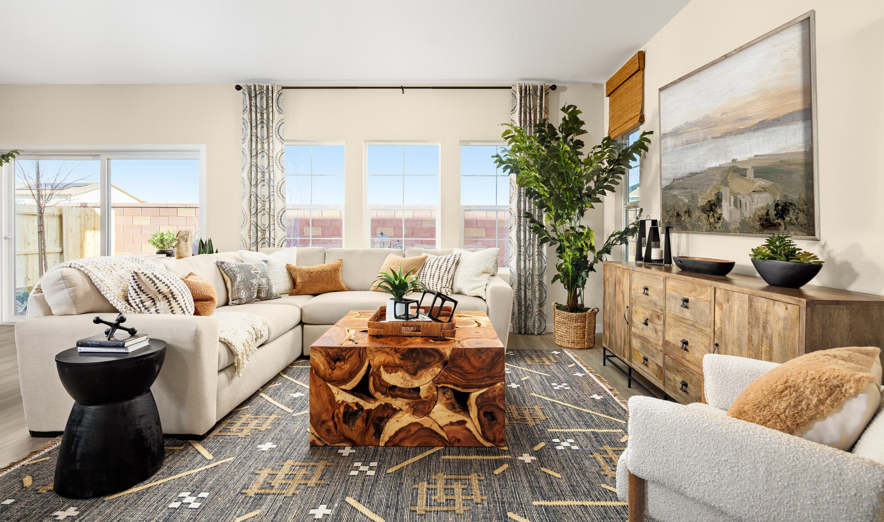 Great room with luxurious wood flooring