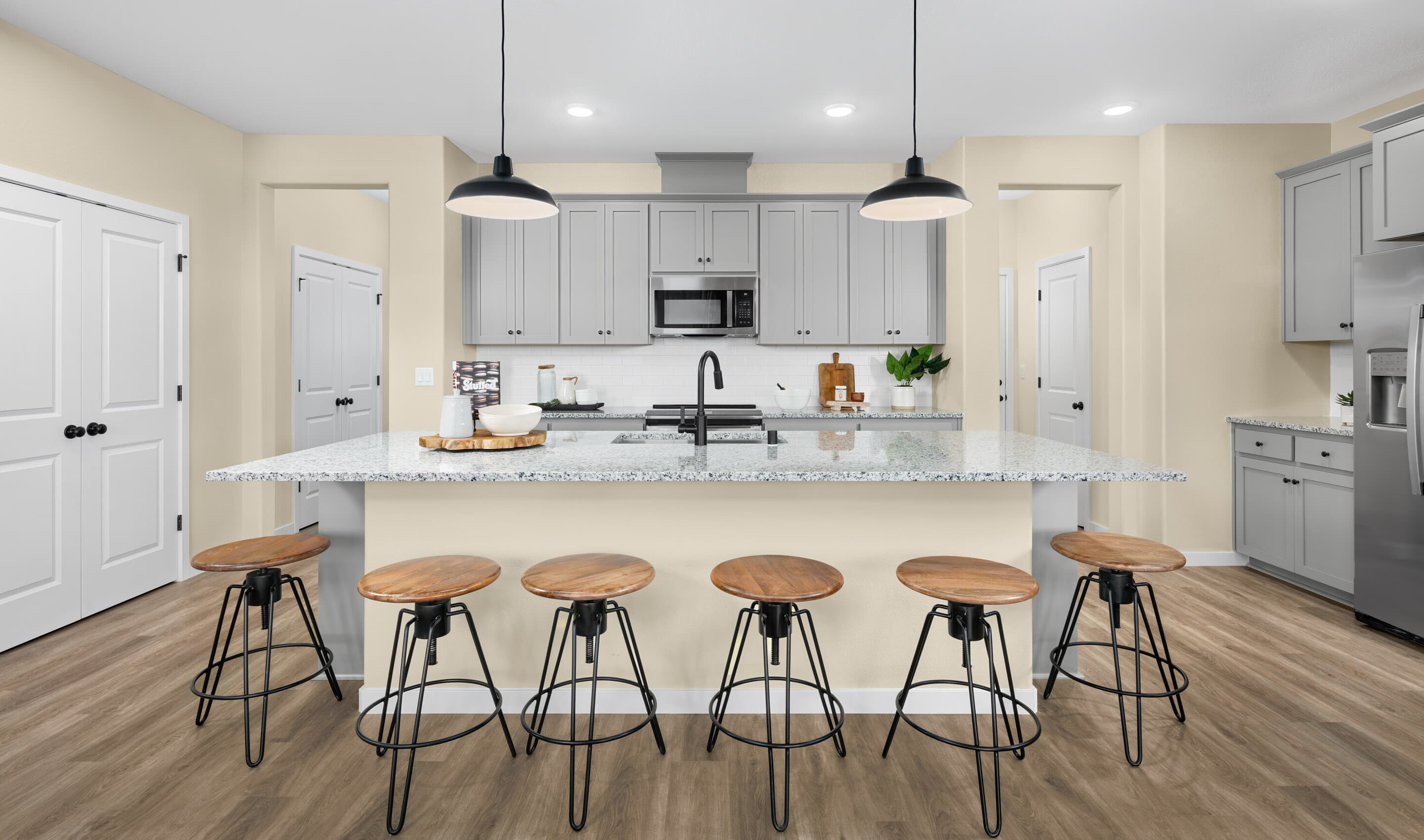 Kitchen with pendant lighting and spacious island