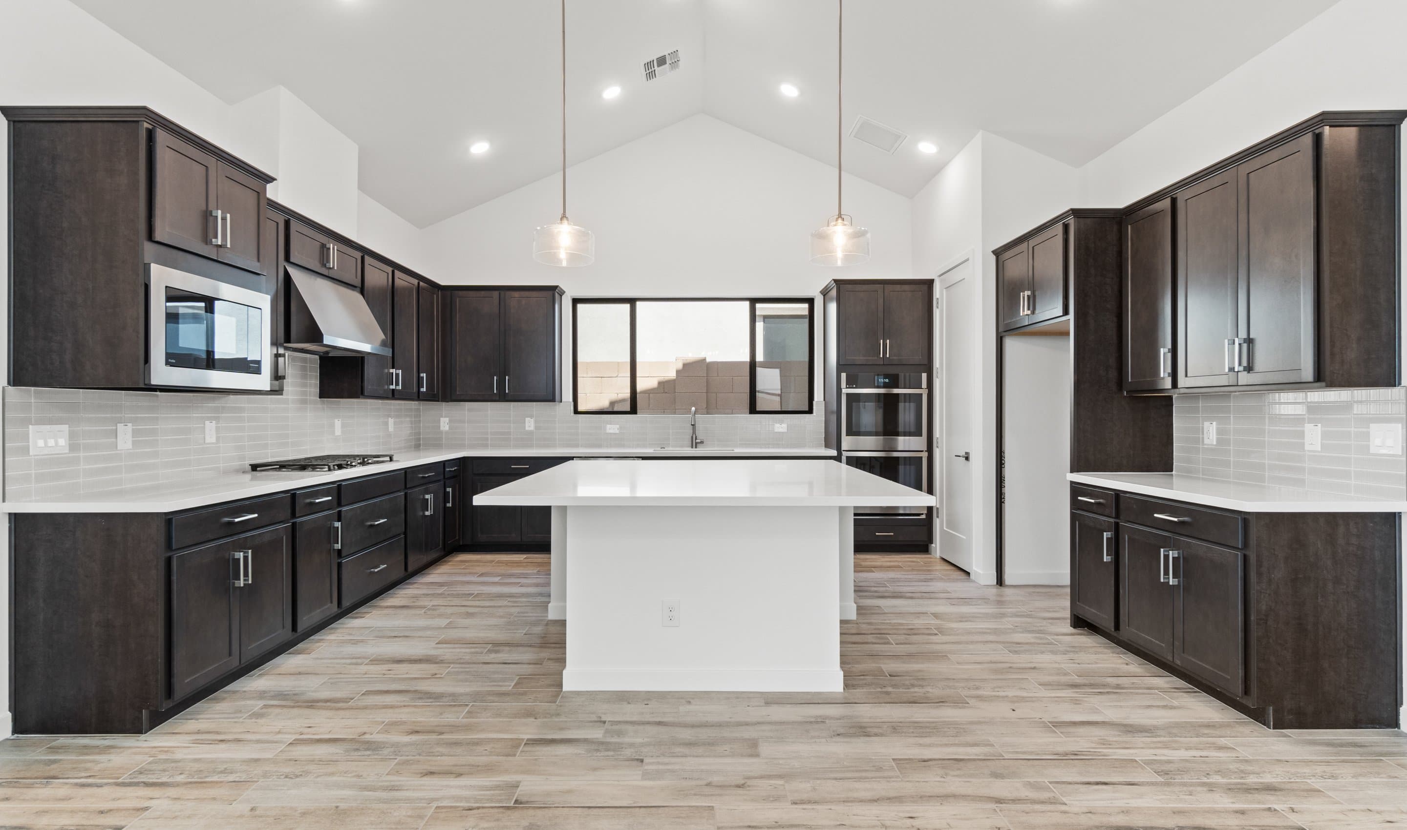 Kitchen with vaulted ceiling
