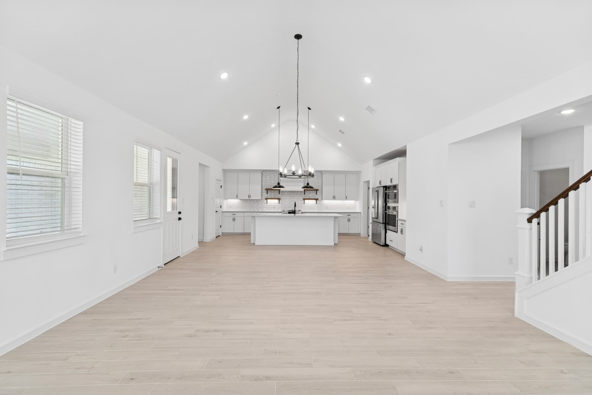 Great Room, Dining Area, & Kitchen