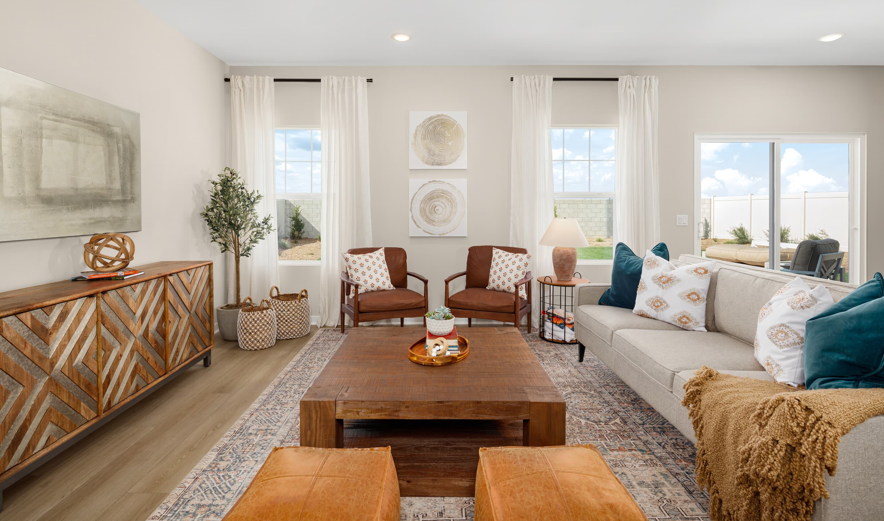 Great room with wood flooring throughout