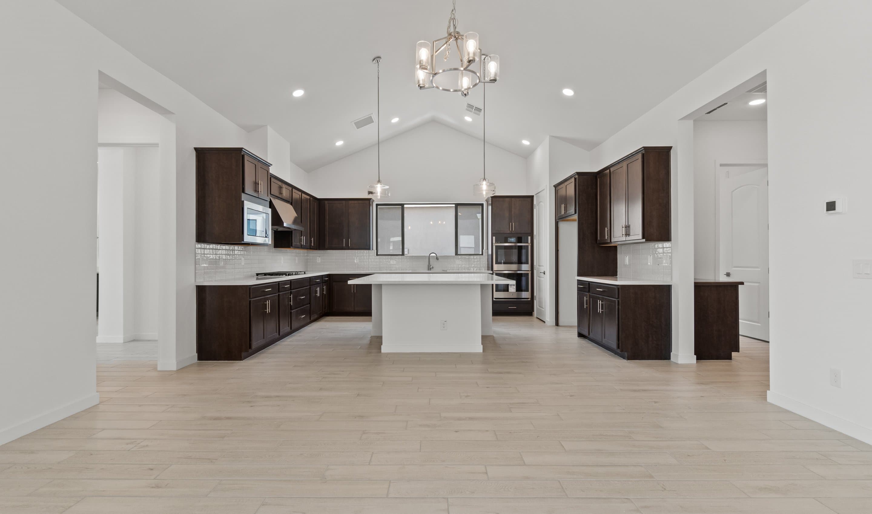 Kitchen with vaulted ceiling