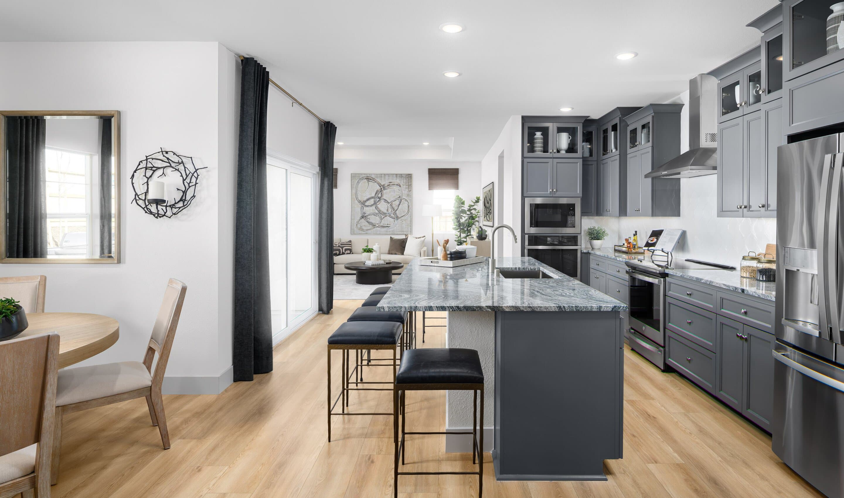 Kitchen with wood flooring and gorgeous cabinets