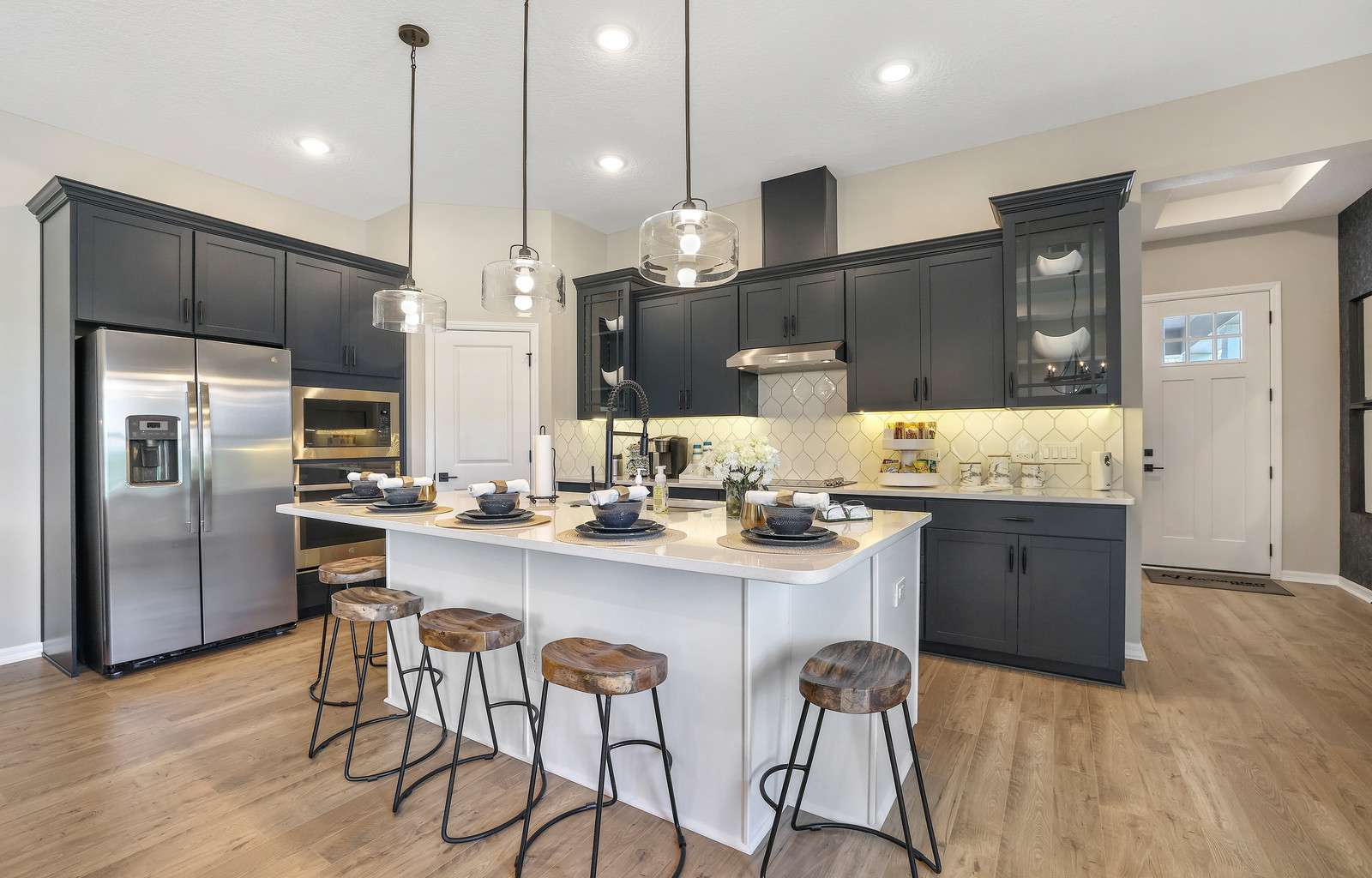 l shaped kitchen with sink in island